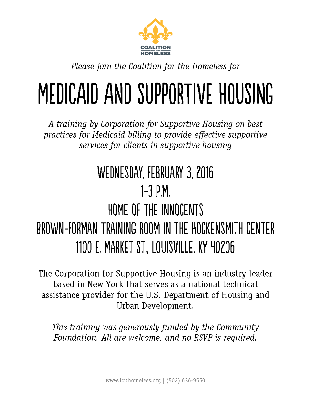 Medicaid and Supportive Housing - reschedule